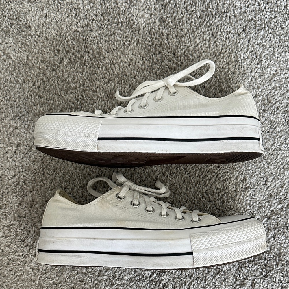 Converse Off-White Canvas Platform Sneakers